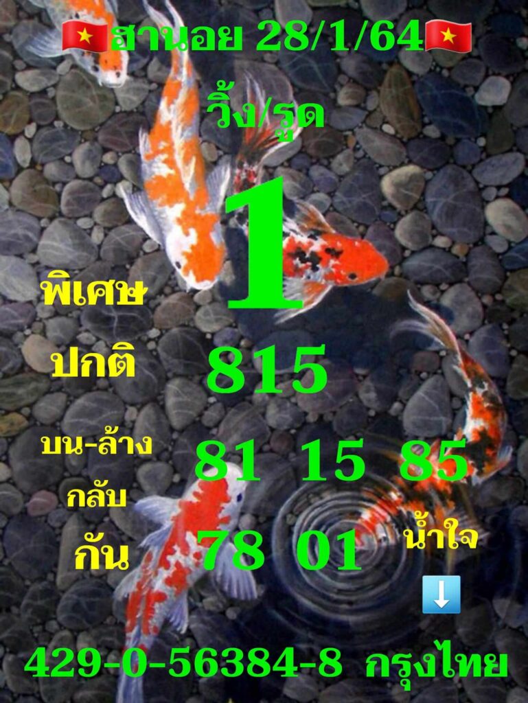 หวยฮานอยวันนี้ 1/2/64 ชุดที่1