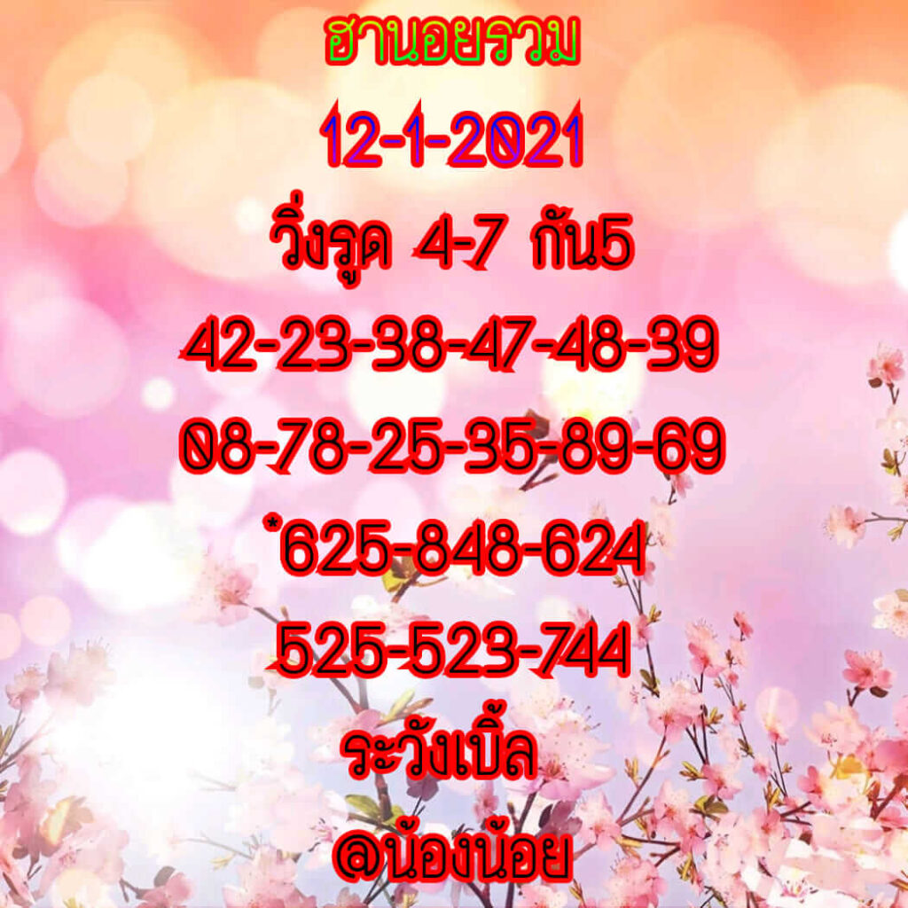 หวยฮานอยวันนี้ 12/1/64 ชุดที่3