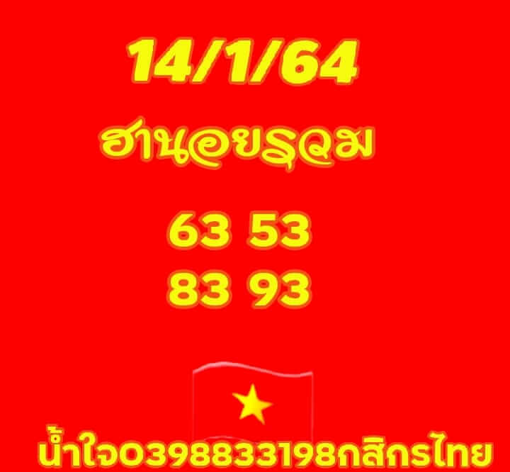 หวยฮานอยวันนี้ 14/1/64 ชุดที่10