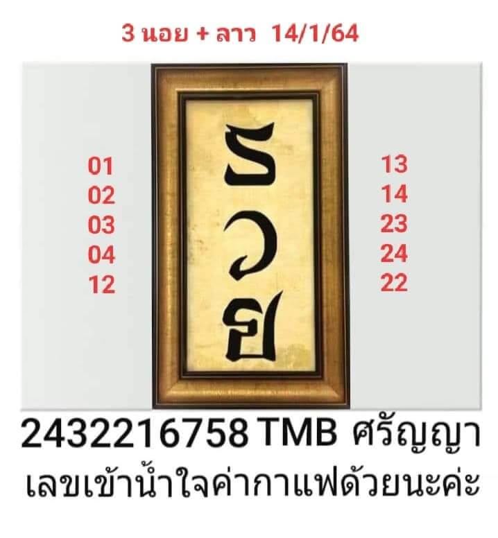 หวยฮานอยวันนี้ 14/1/64 ชุดที่12