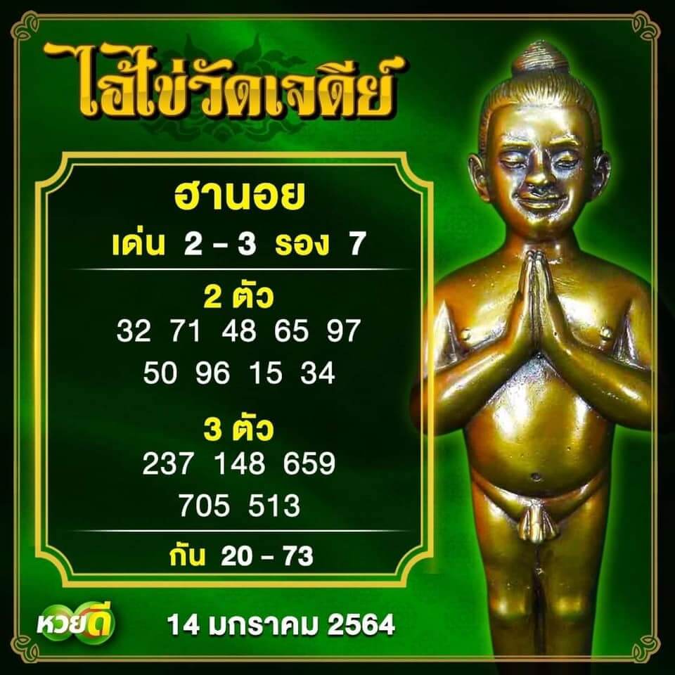 หวยฮานอยวันนี้ 14/1/64 ชุดที่3