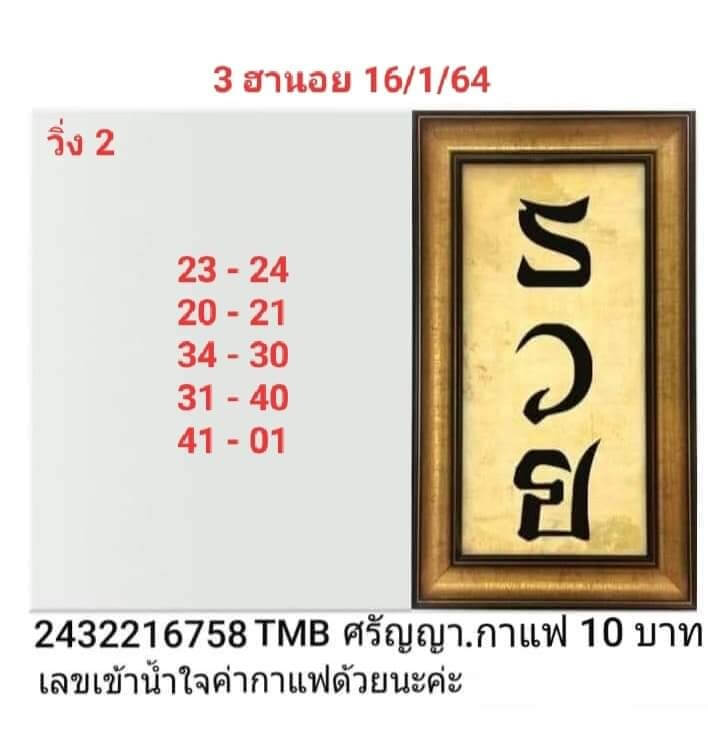 หวยฮานอยวันนี้ 16/1/64 ชุดที่11