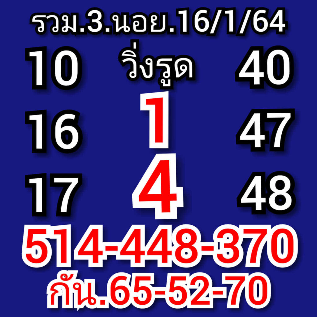 หวยฮานอยวันนี้ 16/1/64 ชุดที่3