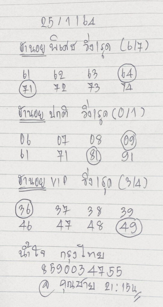 หวยฮานอยวันนี้ 25/1/64 ชุดที่7