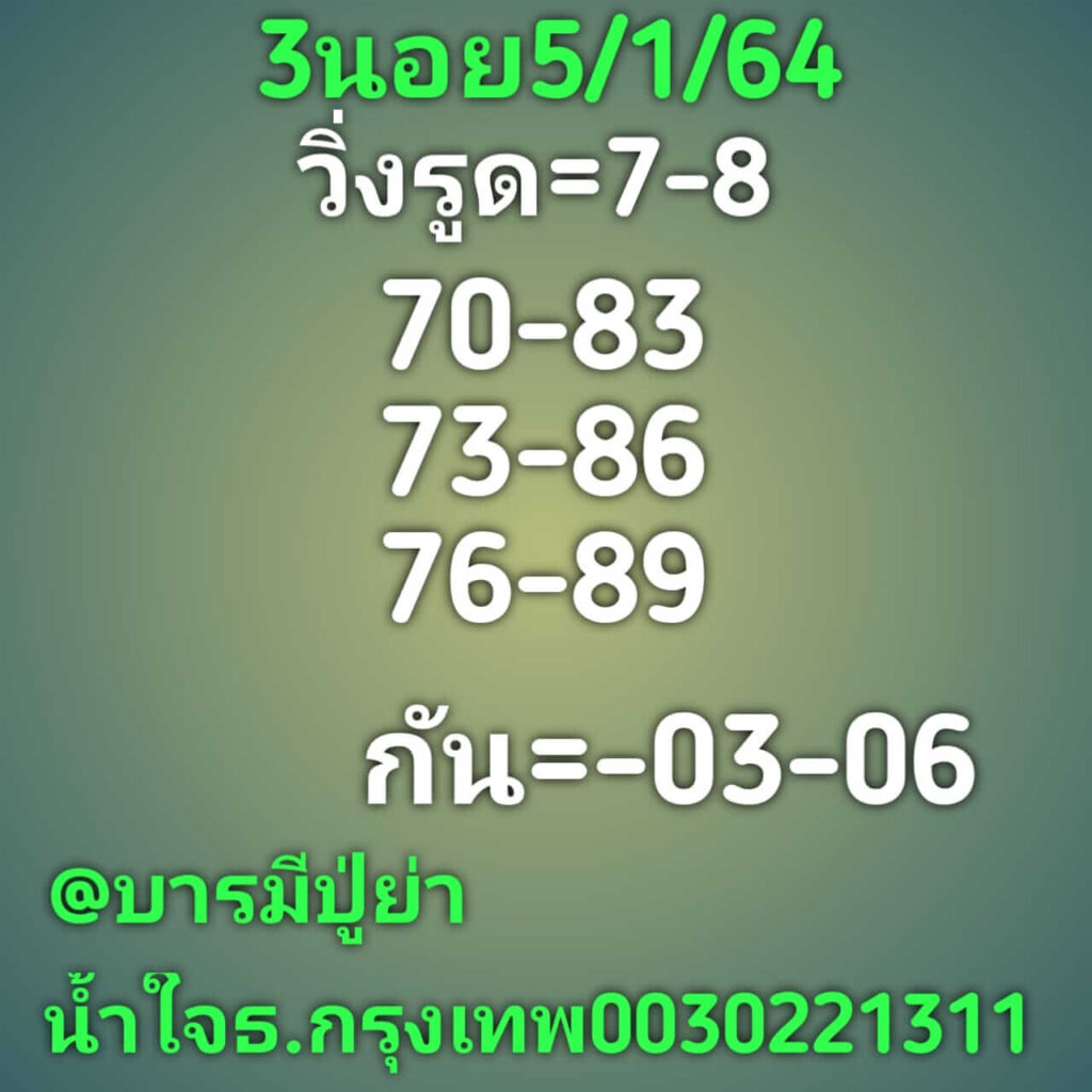 หวยฮานอยวันนี้ 5/1/64 ชุดที่11