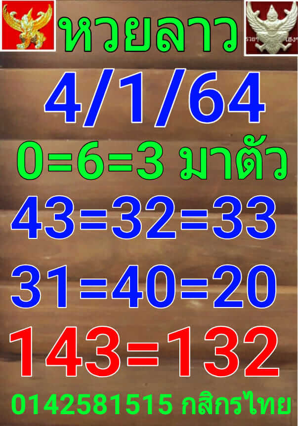 แนวทางหวยลาว 4/1/64 ชุดที 5