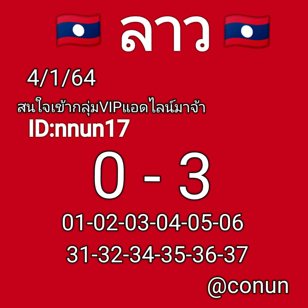 แนวทางหวยลาว 4/1/64 ชุดที 2