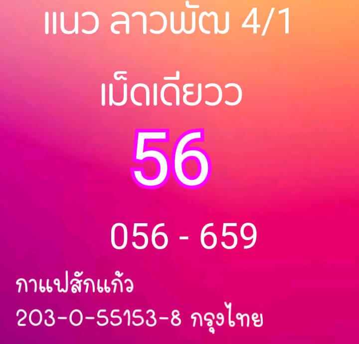 แนวทางหวยลาว 4/1/64 ชุดที 12