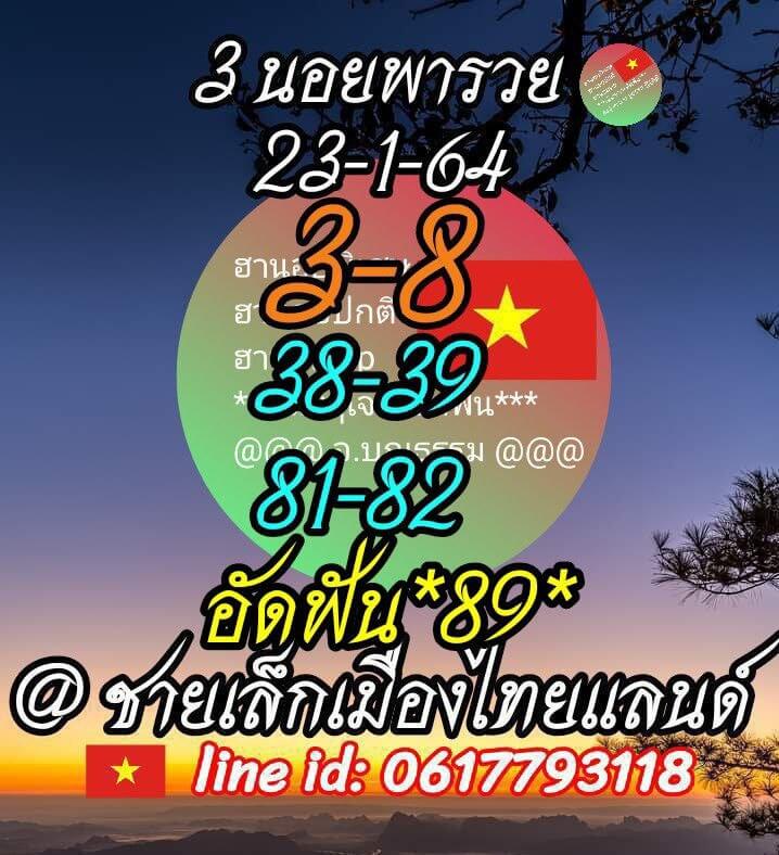 แนวทางหวยฮานอย 23/1/64 ชุดที่10