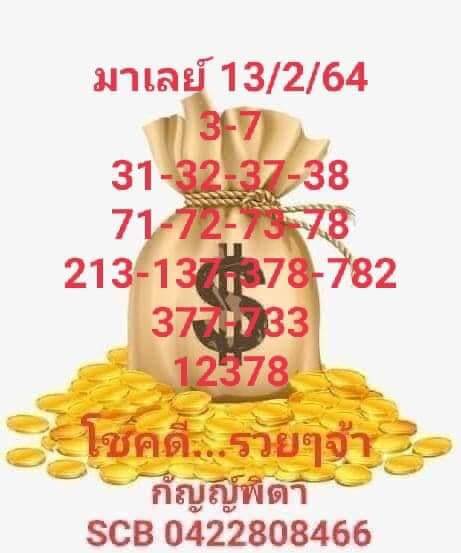 หวยมาเลย์วันนี้ 13/2/64 ชุดที่8