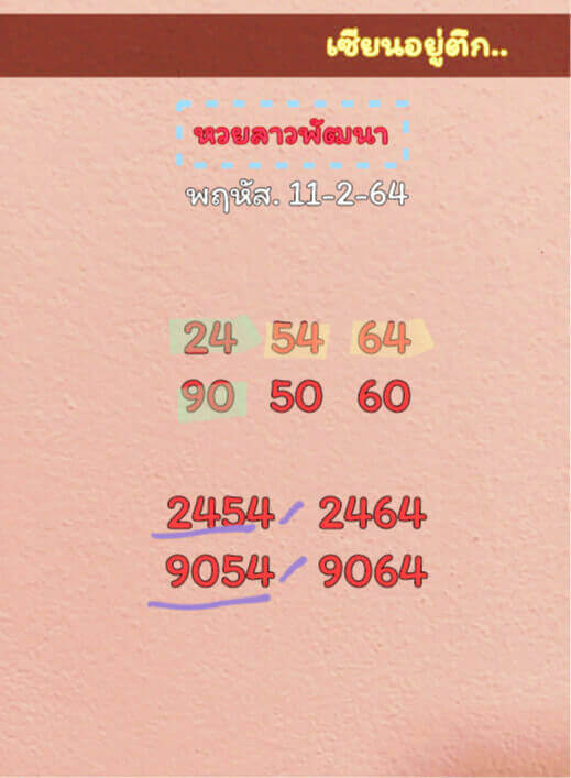 หวยลาววันนี้ 11/2/64 ชุดที่11