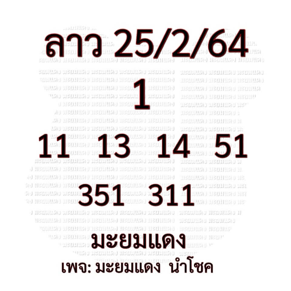 หวยลาววันนี้ 25/2/64 ชุดที่8