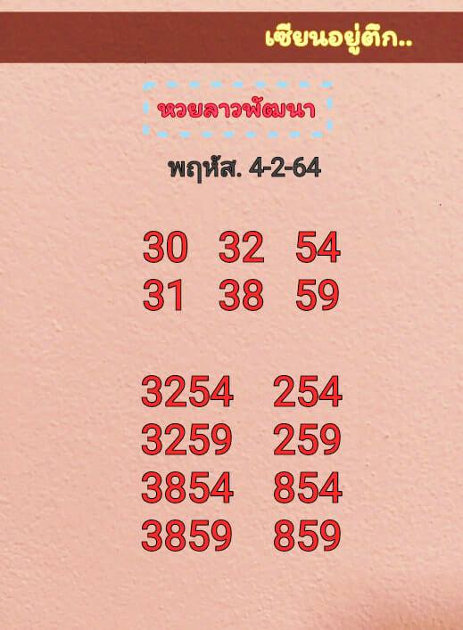 หวยลาววันนี้ 4/2/64 ชุดที่8