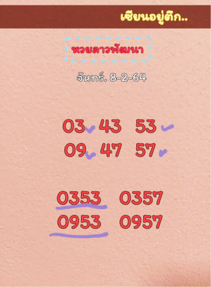 หวยลาววันนี้ 8/2/64 ชุดที่7