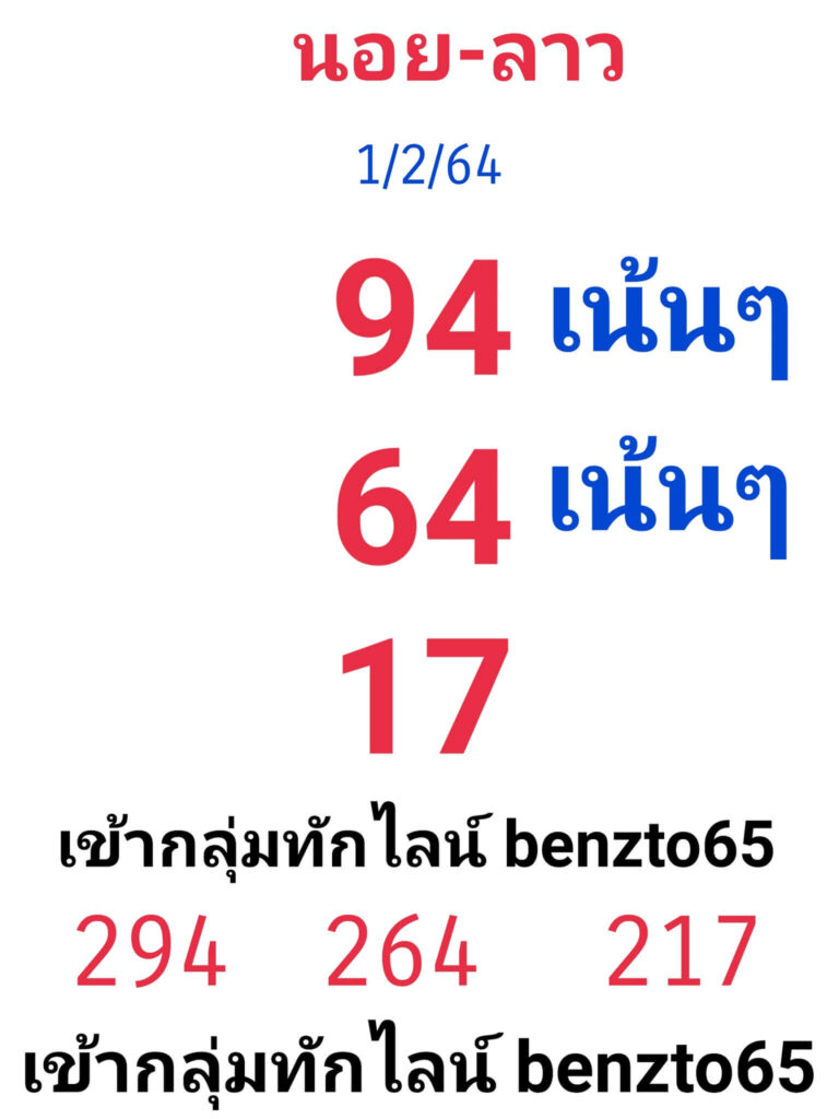 หวยฮานอยวันนี้ 1/2/64 ชุดที่10