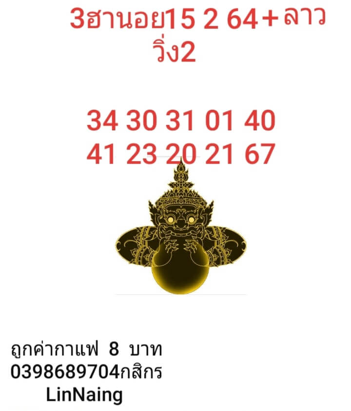 หวยฮานอยวันนี้ 15/2/64 ชุดที่6