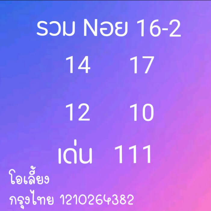 หวยฮานอยวันนี้ 16/2/64 ชุดที่13