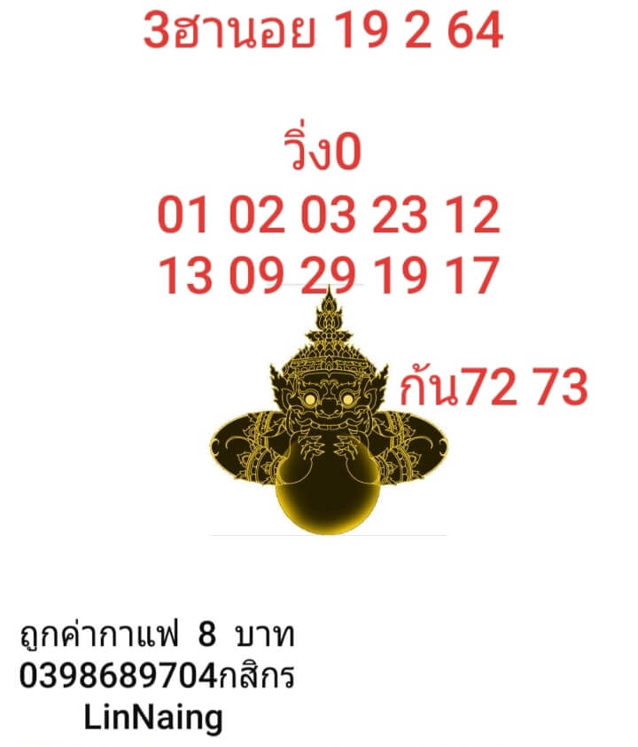 หวยฮานอยวันนี้ 19/2/64 ชุดที่7