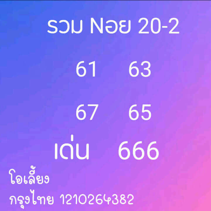 หวยฮานอยวันนี้ 20/2/64 ชุดที่3