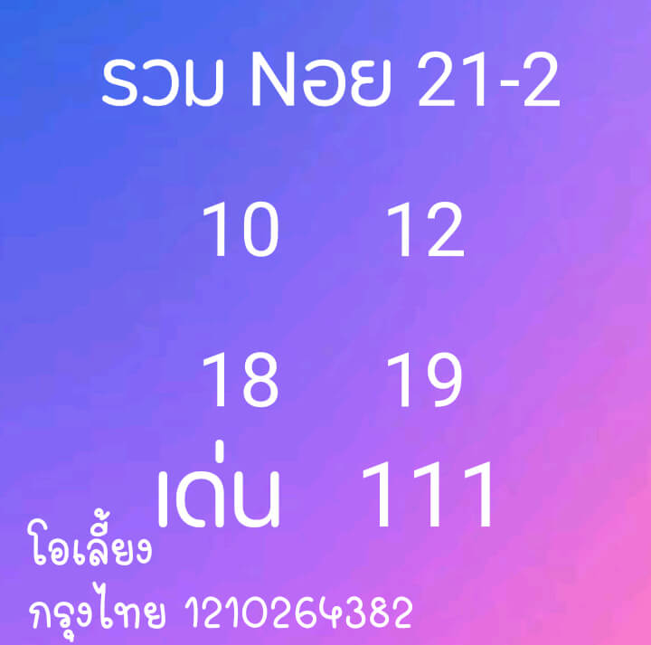 หวยฮานอยวันนี้ 21/2/64 ชุดที่6