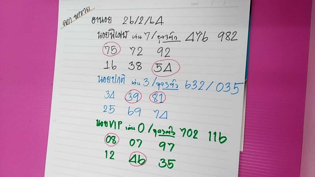 หวยฮานอยวันนี้ 26/2/64 ชุดที่11