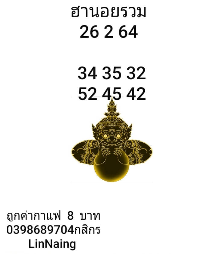 หวยฮานอยวันนี้ 26/2/64 ชุดที่3