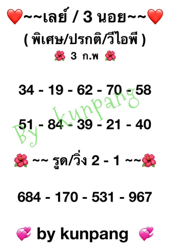 แนวทางหวยมาเลย์ 3/2/64 ชุดที่7