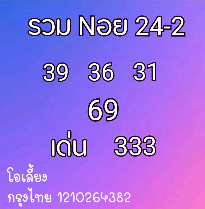 แนวทางหวยฮานอย 24/2/64 ชุดที่3