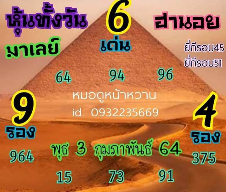 แนวทางหวยฮานอย 3/2/64 ชุดที่ 6