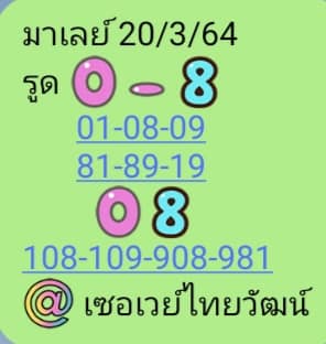 หวยมาเลย์วันนี้ 20/3/64 ชุดที่10