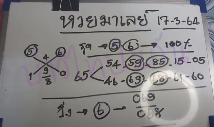 แนวทางหวยมาเลย์ 17/3/64 ชุดที่10