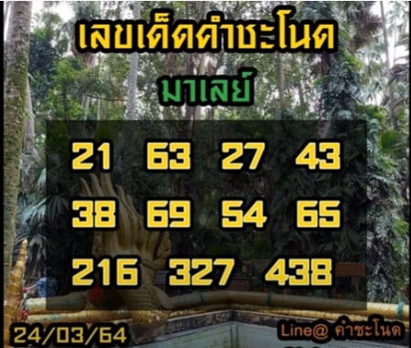 แนวทางหวยมาเลย์ 24/3/64 ชุดที่3