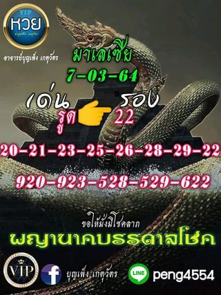 แนวทางหวยมาเลย์ 7/3/64 ชุดที่2