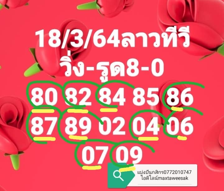 แนวทางหวยลาว 18/3/64 ชุดที่10