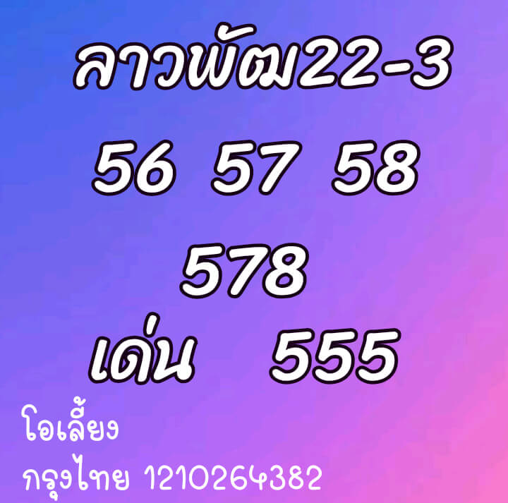 แนวทางหวยลาว 22/3/64 ชุดที่1