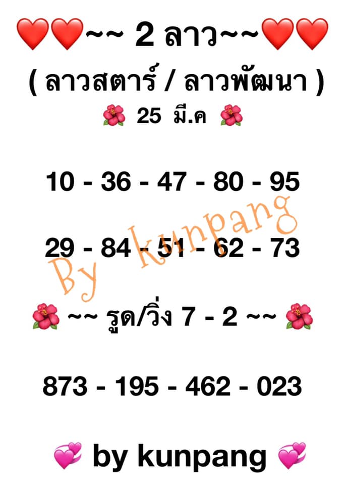 แนวทางหวยลาว 25/3/64 ชุดที่1