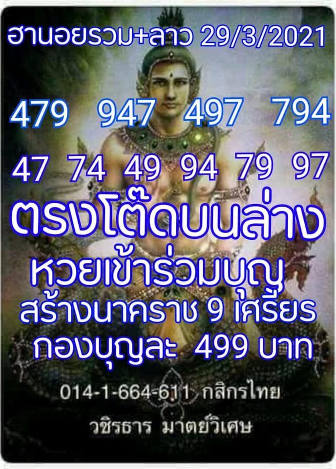 แนวทางหวยลาว 29/3/64 ชุดที่6