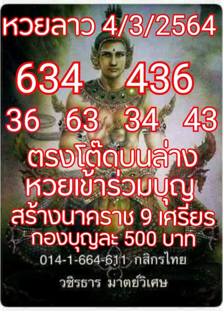 แนวทางหวยลาว 4/3/64 ชุดที่5