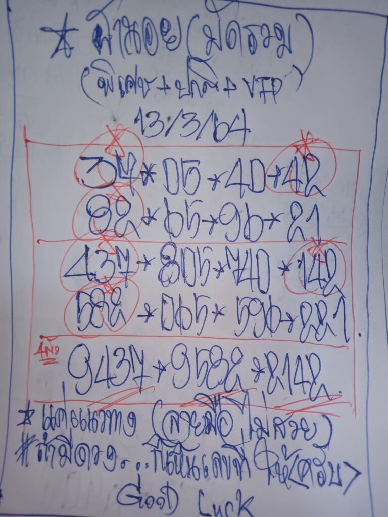 แนวทางหวยฮานอย 13/3/64 ชุดที่7