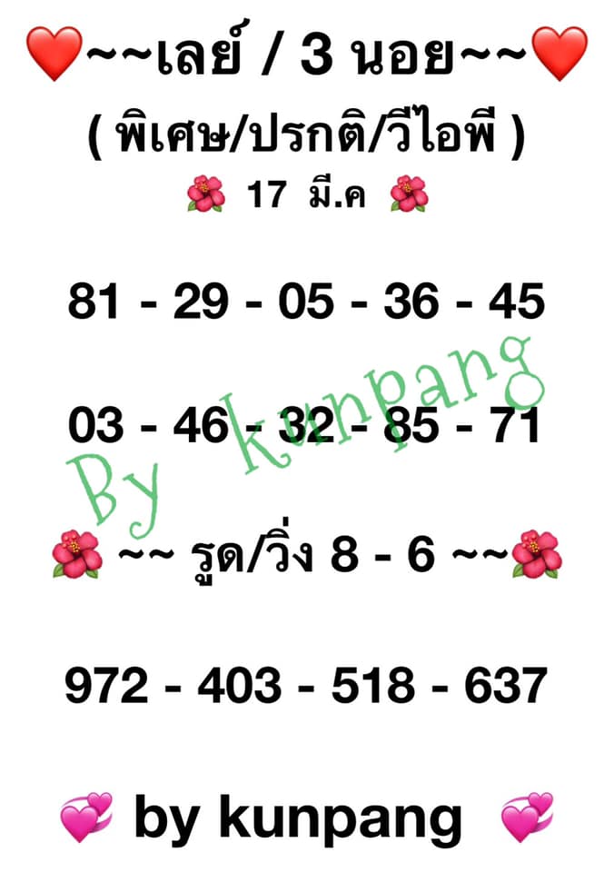 แนวทางหวยฮานอย 17/3/64 ชุดที่10