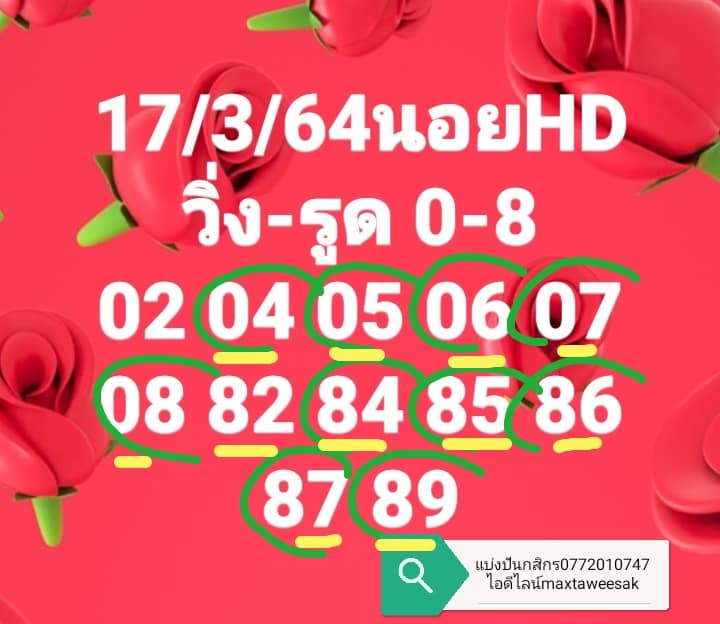 แนวทางหวยฮานอย 17/3/64 ชุดที่5