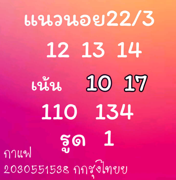 แนวทางหวยฮานอย 22/3/64 ชุดที่2