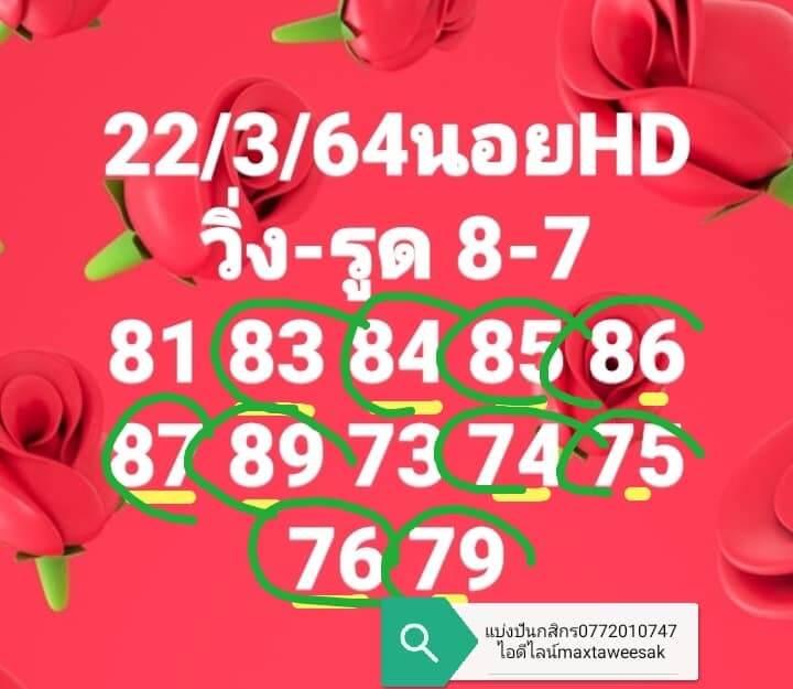 แนวทางหวยฮานอย 22/3/64 ชุดที่6