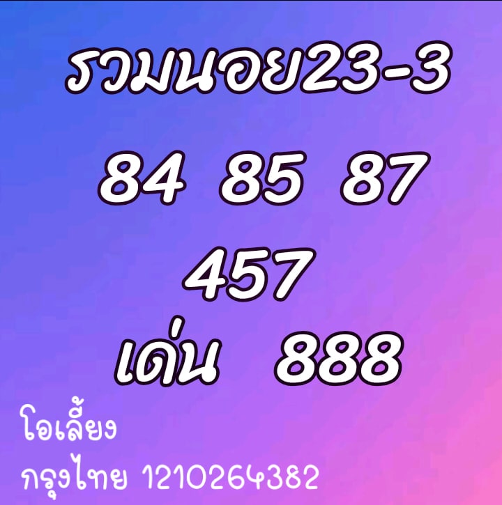 แนวทางหวยฮฺานอย 23/3/64 ชุดที่11