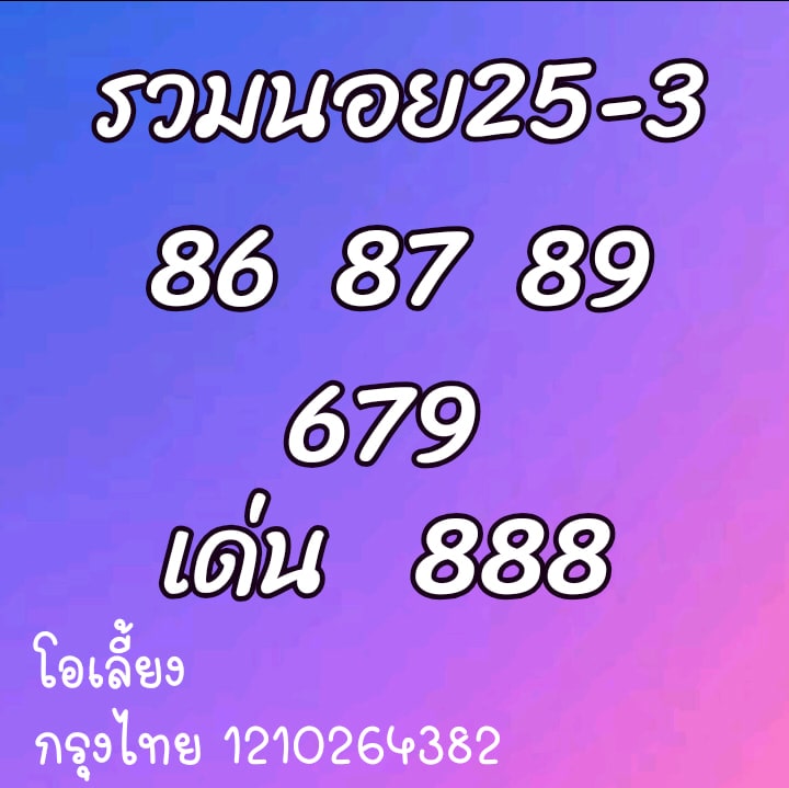 แนวทางหวยฮานอย 25/3/64 ชุดที่1