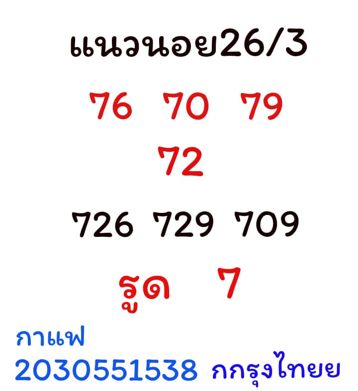 แนวทางหวยฮานอย 26/3/64 ชุดที่1