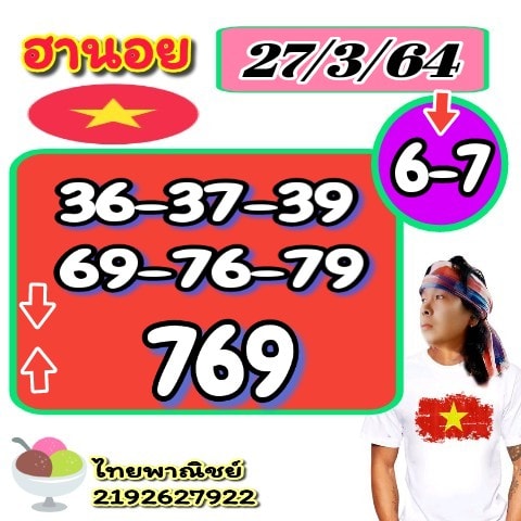 แนวทางหวยฮานอย 27/3/64 ชุดที่9