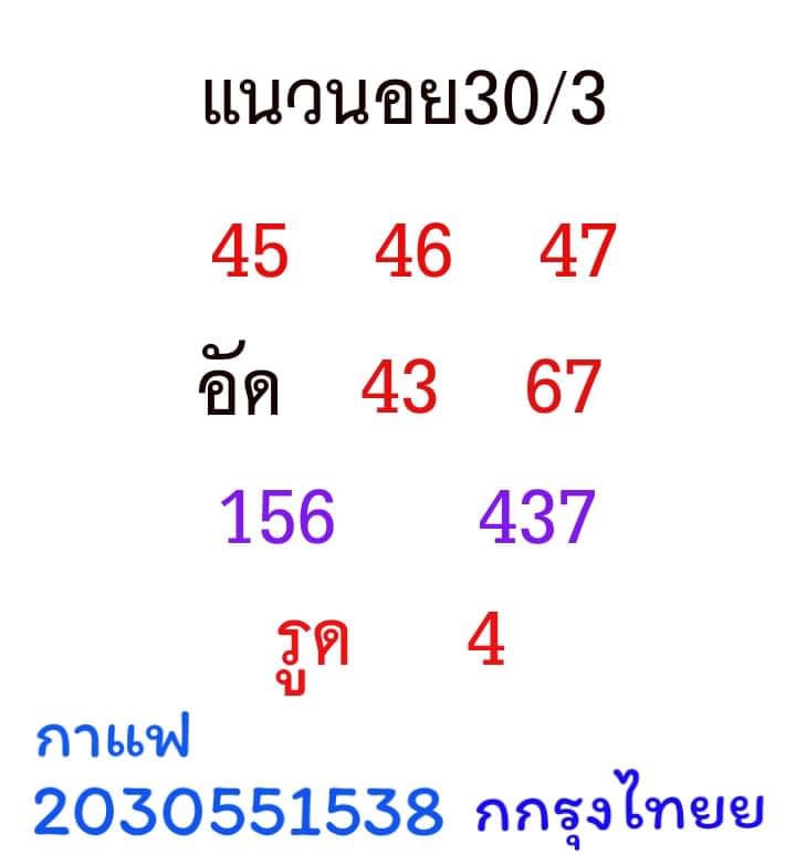 แนวทางหวยฮานอย 30/3/64 ชุดที่10