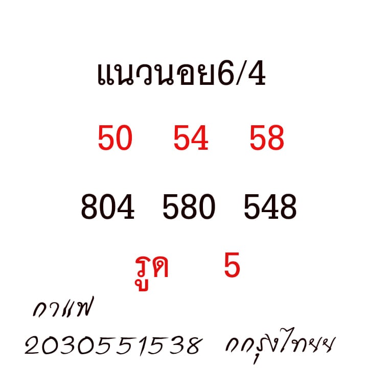 แนวทางหวยฮานอย 6/4/64 ชุดที่6