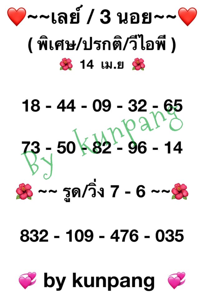 แนวทางหวยมาเลย์ 14/4/64 ชุดที่5